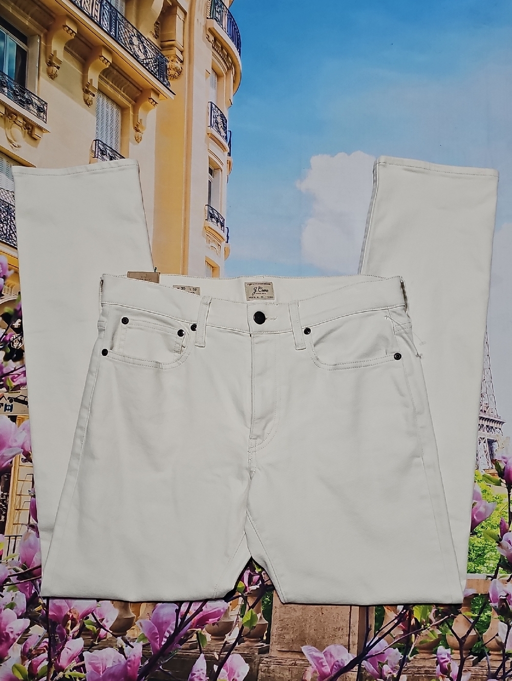 J. Crew 770 Stretch Slim Straight Cream Jeans Size 30x32 New